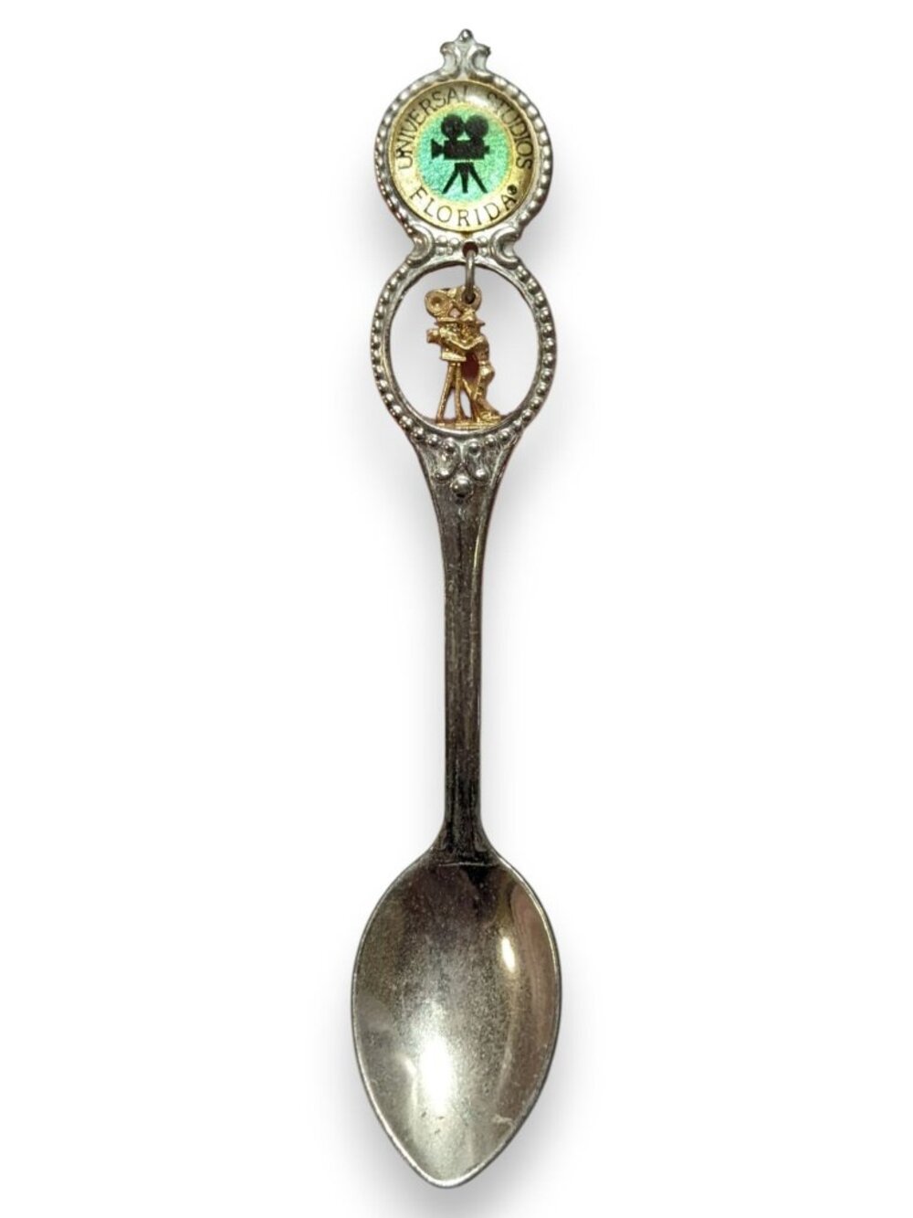 Vintage Travel Metal Silver Tone Universal Studios Florida Charm Spoon 4 1/2 in
